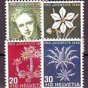 Švicarska 1946 g Pro Juventute Flora Alpsko cvijeće Mi No 475-78 falc 4612