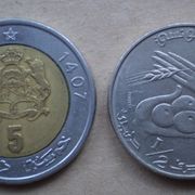 Tunis 1/2 dinara 1976 i Maroko (Hasan II) 5 dirhams 1987 (1407)