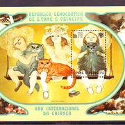 S.Tome e Principe 1981 g Umjetnost Slikarstvo Mačke Mi No bl 77 A MNH 4964
