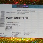 Ulaznica Mark Knopfler,Zagreb,2008 g.