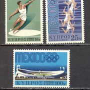 Cipar 1968 - Mi.br. 312/314, čista serija, Olimpjiske igre, zanimljivo.
