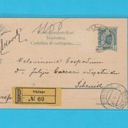 Austro-ugarska dopisnica putov. iz Oklaj ( Drniš ) u Šibenik * Preporučeno