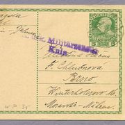 Austro-Ugarska 1917 K. u. K. dopisnica Militärzensur Knin Brno cenzura