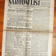 Narodni list 1945 Japan kapitulirao