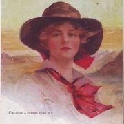 Razglednica čestitka "Dama sa šeširom" 1921