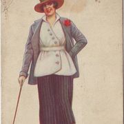 Razglednica čestitka "Dama sa šeširom" 1933