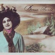 Razglednica čestitka "Dama sa šeširom" 1910