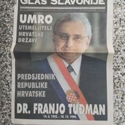 Glas Slavonije, umro je Dr. Franjo Tuđman 11. Prosinca 1999