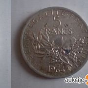 IM***France 5 Francs 1964**Francuska 5 franaka 1964**srebro