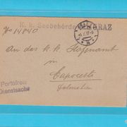 1917. dopis iz Graza u Capocesto ( Primošten )* Žig Pomorske Uprave u Trstu