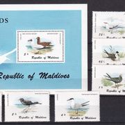 Maldivi 1980 - Mi.br. 883/889 + blok br. 67, ptice, MNH serija i blok (PTI)