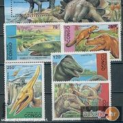 Kongo 1993: razni dinosauri, čista kompletna serija+blok, Mi. br. 1398/02