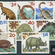 Poljska 1965: razni dinosauri, čista kompletna serija, Mi. br. 1570/79  (3)