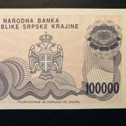 KNIN 100 000 DINARA 1993 ZAMJENSKA UNC