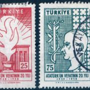 1958, Turkey, serija zigosano, Michel br. 1615/1616, 2