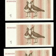Lithuania 1 talonas 1992 , 3 novčanice