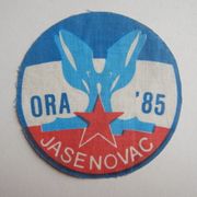 ORA JASENOVAC - platnena oznaka , OMLADNSKA RADNA AKCIJA 1985.g.