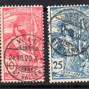 Švicarska, poništeno, 1900, Michel 71 - 73, 25 godina Poštanske unije