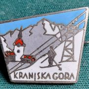 Planinarstvo Slovenija KRANJSKA GORA - emajlirana značka, sivo bijela