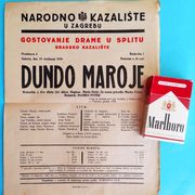NARODNO KAZALIŠTE U ZAGREBU Drama DUNDO MAJORE - Gostovanje u Splitu 1938.g