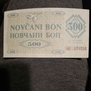 Novčani bon 500 dinara 1992. serija M zenica