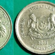 Singapore 5 cents 1976 1979 1988 1995 1997 2005 2007 2011 ***/