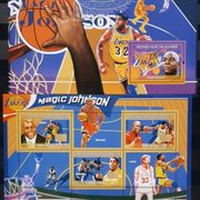 D04: Gvineja (2009), LA Lakers, Magic Johnson, komplet blokova (MNH)