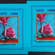 R49: Ajman (1972), poznate ruže, zupčani + nezupčani blok (CTO)
