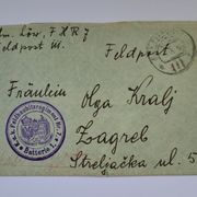 KUK 1916. FELDPOST. POSLANO U ZAGREB.
