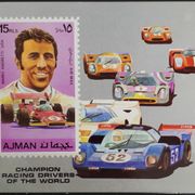 R65: Ajman (1971), automobilizam, Mario Andretti, blok (MNH)