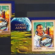 Š14: Ajman (1970), Apollo 13, blok zupčano + nezupčano, TOP (MNH)