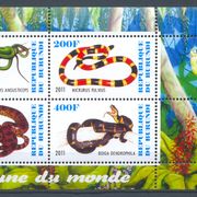 Burundi 2011 zmije reptili gmazovi arčić br. 2 MNH