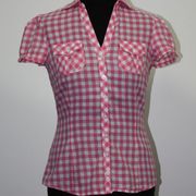 H&M Divided košulja bijelo-roze boje/kockasti uzorak, vel. 36/S