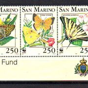 San Marino leptiri WWF  Mi.No. 1535-38 MNH