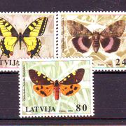 Latvija 432-34 1996 Mi.No. 432-34 leptiri  MNH