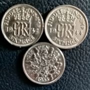 UK/ 6 PENCE 1933,1942,1944/LOT/ srebro .500