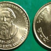 India 5 rupees 2011 150th Anniversary - Birth of Rabindranath Tagore UNC
