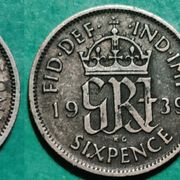 United Kingdom 6 pence, 1939 srebrnjak ***/