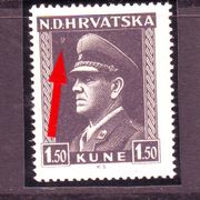 NDH 1943.g. Dr. Ante Pavelić Kat. Strpić broj 132 bijela mrlja MNH 6018