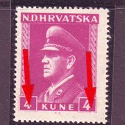 NDH 1943.g. Dr. Ante Pavelić Kat. Strpić broj 136 puknuti okvir MNH 6018