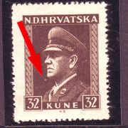NDH 1943.g. Dr. Ante Pavelić Kat. Strpić broj 144 bijela točka isp MNH 6018
