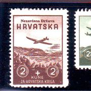 NDH 1942.g. Hrvatska krila 70-72 PO I-brojke+73 POII. MNH 6018