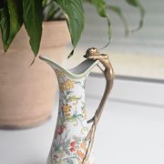 Brončani ,porculanski  vrč ili vaza s cvjetnim ukrasom u obliku sirene☆