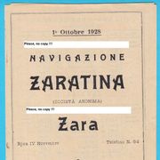 ZARATINA (Zadar) - stari originalni plovidbeni red iz 1928. godine RRR