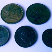 South Africa lot 1/2 cents-50 cents, 5 rijetkih kovanica