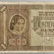 Novčanica /  NDH 1000 kuna 1941g / Z