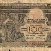 JUGOSLAVIJA 100 DINARA 1953