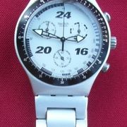 1996 Black & White Swatch Swiss Made Chronograph Watch, Steel Aluminium