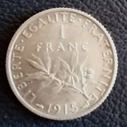 FRANCE/ 1 FRANC/ 1915. g./ srebro .835