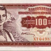 JUGOSLAVIJA 100 dinara 1955 UNC - SERIJA XT